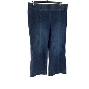 Talbots Flare Leg Pull-On Travel Jean Indigo Blue Comfort Front Seam XLP Petite